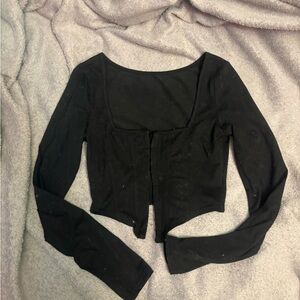 SHEIN Black Long Sleeve Crop Top